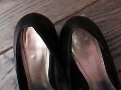 Cumming in my wife's stinky heels after work