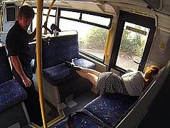 Sleepy babe woken and fucked hard in the bus