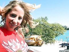 Blonde is giving a blow job