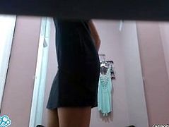 hot teen latina in private dressing room bent over in front of camera