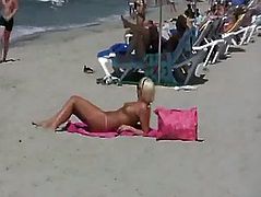 German blond Amateur on Public Beach