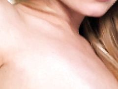 With big tits and hairless pussy spends her sexual energy alone using dildo