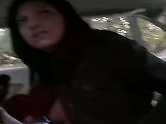 Slutty brunette Wanda gives head and gets her tight pussy pounded in the backseat of a car. This horny woman with a pierced nose loves hardcore fucking. Watch bad girl get shagged.