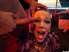 Hardcore sex and facials in this crazy night club party