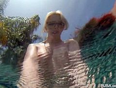 Swimming and masturbation with blonde cutie Samantha Rone