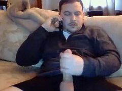 Handsome stocky dude with huge cock