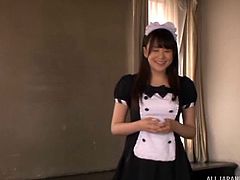 Japanese maid is happy to stop working and do the dick riding