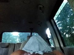 cumming in the car