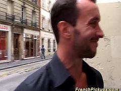 hot blonde french babe picked up from street for her first anal video tape