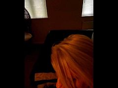 Sexy Carol Romford Kneels to Suck Masters Cock