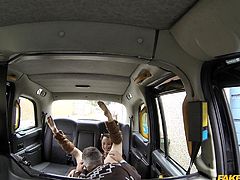 Slutty Alessa is eager to open her legs for the horny driver. The playful brunette is surprinsingly frank to the guy's advances and it's really fun to chat with her. Click to watch this tattooed babe sucking dick in the backseat!