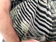 Jerking off in my wife's dress