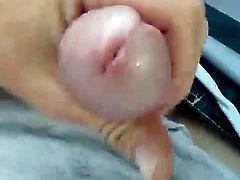 Jerking off and cumming in the car