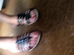 Friend's feet red nails