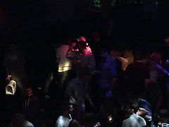 Drunk chicks lick nipples and dance in the club