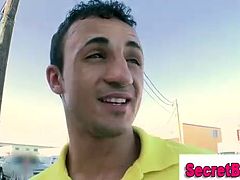 Movie showing a dumb straight get getting fooled into a gay blowjob at a gloryhole