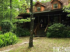 Candence was completely lost in the woods and she had no idea where she was. The trees got her completely turned around and she lost her way out. Luckily, she found this hut in the woods, and inside was a helpful man. Of course, she has to suck him off, if she wants some help.