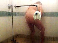 Unaware Wife Krissi in Glass Shower