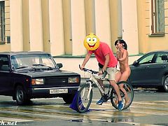 Jeny Smith loses her dress on the streets. She needs some help to put it back because she is totally naked in public
