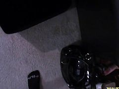 Brunette finds it exciting to be face fucked by Romeo Price in front of the camera