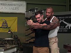 Tristan and Daymin were going to have a totally innocent day with some gun training planned in for the day. But things got very different, when they got physically close. The two hot men didn't waste time, getting naked and sucking dicks.