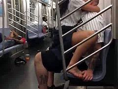 Couple have sex at subway