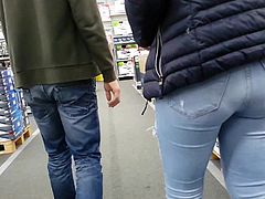Redhead teen amazing jeans ass pantylines face (slowm)part2