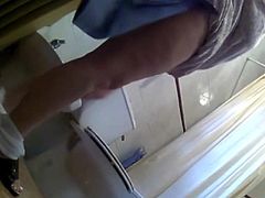 Spying fat mom bathroom
