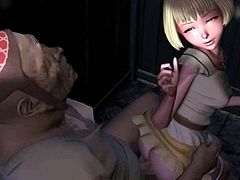 Blonde anime little cutie fucked by a big dick in bed