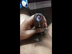 Indian uncut cock slow motion cumshot