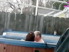 Couple caught fucking in hot tub