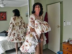 CROSSDRESSER MICHELLE PLAYING IN FLORAL FROCK