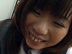 Slutty schoolgirl babe Misa Kurita gets her gaping pussy pumped hard