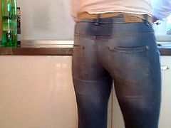 Milf wife's ass in tight jeans