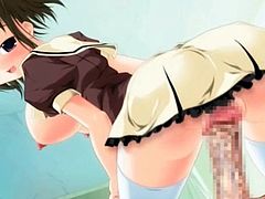 Hot ass hentai schoolgirl gets double penetrated