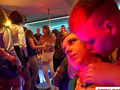 Glam euro babes suck cock at big party orgy