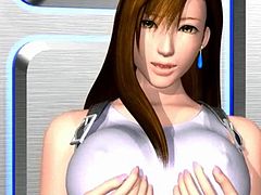 Horny 3D anime slut gives boobjob