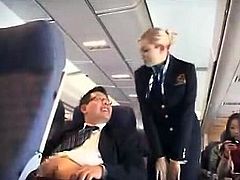 Stewardess's handjob service on flight 1- 2 On HDMilfCam.com