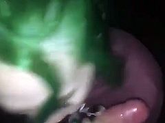 Nice submissive green hair slut give a head and fuck
