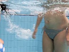 Iva and Paulinka big tits teenis in the pool