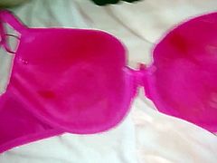 Cum again in pink bra cumrag (more than 30 load on it)