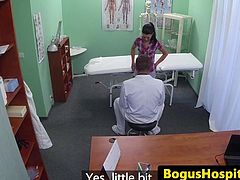 Patient fingers nurse before doctor fucks pussy