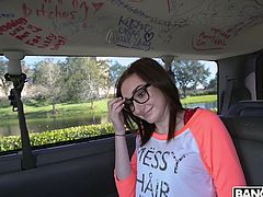 The bang bus picked up a hot chick, who wanted big cock and was ready to fuck. She was in awe of the big penis and wanted to suck it. She had perky boobs and she loves to flash them at horny men who want her pussy.