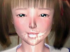 Busty 3D hentai schoolgirl gets cummed