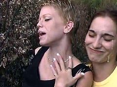 Cum over two young girls outdoor