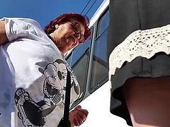 Spy upskirt romanian