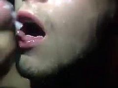 2 cocks 1 slut and lot of cum on his face