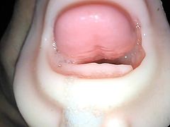 Sloppy saliva fleshlight cum