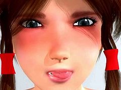 Redhead 3D anime hoe gives oral sex