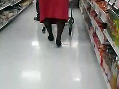 Almost Upskirt on a big booty old grandma